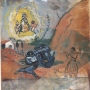 Pablo Picasso, Parodia de Exvoto La Virgen aparenciéndose a Miguel Utrillo, accidentado, Barcelona, 1899-1900 Huile sur toile, 56,6 x 40,80 cm Museu Picasso Barcelona 