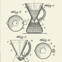 Peter Schlumbohm, Patent poster Filter pot, 1951, affiche de brevet d'invention, 61 x 45 cm.  Chemex Coffee Maker © CHEMEX® Corporation. Massachusetts, USA