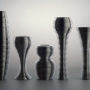 Andrea Branzi, Vases A56 A38 A28 A51 A46, 1991, Collection Amnesia, Ed. Design gallery, Milan, Paris musée des arts décoratifs © Design Gallery Milano