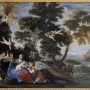 La Vierge visitée par les anges pendant la fuite en Égypte, Francesco Albani dit L’Albane, Bologne, Italie, deuxième moitié du XVIIe siècle, huile sur cuivre, 75 x 95 cm, musée-château de Fontainebleau, dépôt du musée du Louvre, département des