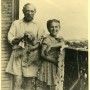 Photograph of Pablo Picasso, Maya and the dog Riki, Boulevard Henri IV, Paris, August 1944
