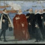 Le doge Giacomo Durazzo Grimaldi reçoit Don Juan d’Autriche en 1574 au port de Gênes, vers 1585, fresque attribuée à Lazzaro Tavarone. Museo di Sant'Agostino, Gênes, Italie © Archivio fotografico Museo di Sant’Agostino 