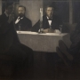 Vilhelm Hammershøi, Cinq portraits, 1901-1902, huile sur toile, 190 x 300 cm Stockholm, Thielska Galleriet. Photo credit: Tord Lund