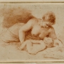 Giovanni Francesco Barbieri, dit le Guerchin (Cento, 1591 – Bologne, 1666), Vénus et Amour endormi, deuxième décennie du XVIIe siècle, crayon rouge sur papier blanc, 20,6 × 27 cm, Fondazione Giorgio Cini, Cabinet des dessins et des gravures, inv. 36122,