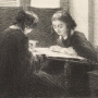 Henri FANTIN-LATOUR  Les Petites brodeuses  [1898] planche de « L’Estampe et l’Affiche », 15 mars 1898 (tirage en prime) Lithographie au crayon et grattage sur papier de Chine appliqué sur papier velin 16,5 x 21 cm 