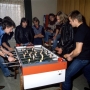 Young men play table football in a bar, 1982
