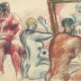 Femmes de music-hall, dans leur loge, Le Corbusier, 1926, crayon et pastel sur papier, ni signé, ni daté, 0,21x0,31m ©Fondation Le Corbusier/ADAGP, Paris 2013