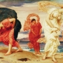 Leighton, Jeunes Filles grecques ramassant des galets sur la plage, 1871