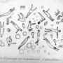 Extrait du carnet d’études de Konstantin Tsiolkovski pour le film Le Voyage Cosmique, v. 1930-35