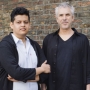 Alfonso Cuarón, mentor in film, with his protégé Chaitanya Tamhane.