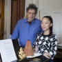 Pauchi Sasaki, music protégée, and her mentor Philip Glass in his New York City home office.