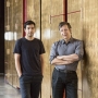 Mentor Robert Lepage and Matías Umpierrez, protégé in theatre, at La Caserne, Quebec.