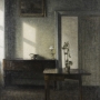 Vilhelm Hammershøi, Intérieur avec un pot de fleurs, Bredgade 25, 1910 - 1911, huile sur toile, 78,5 x 71 cm Malmö Konstmuseum, Suède © Vilhelm Hammershøi /Mathilda Thulin / Malmö Art Museum