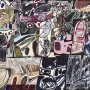 Jean Dubuffet, Le Déchiffreur, 26 septembre 1977, collage de 28 pièces d'acrylique sur papier marouflé sur toile, 178 x 214 cm. Musée d'art moderne et contemporain de Saint-Etienne-Métropole. Photo © Cyrille Cauvet / Musée d'art moderne et contemporain 