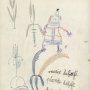 Henri Filaquier, Mesie dubufé, entre 1944 et 1949, crayon de couleur sur papier, 32 x 24,2 cm. Collection de l’Art Brut, Lausanne © Olivier Laffely, Atelier de numérisation – Ville de Lausanne