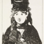 Édouard MANET (1832-1883) Berthe Morisot, en noir Vers 1872 Lithographie au crayon sur papier de Chine appliqué sur papier vélin 20,4 x 14,2 cm