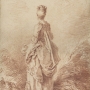 Jean-Honoré FRAGONARD Jeune Femme debout, en pied, vue de dos vers 1762-1765 Sanguine sur papier vergé, 37 x 25 cm