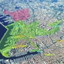 Le périmètre d’Euroméditerranée – En vert  Euromed 1, en rouge Euromed 2 (extension)