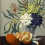 Bouquet au mimosa avec une orange
